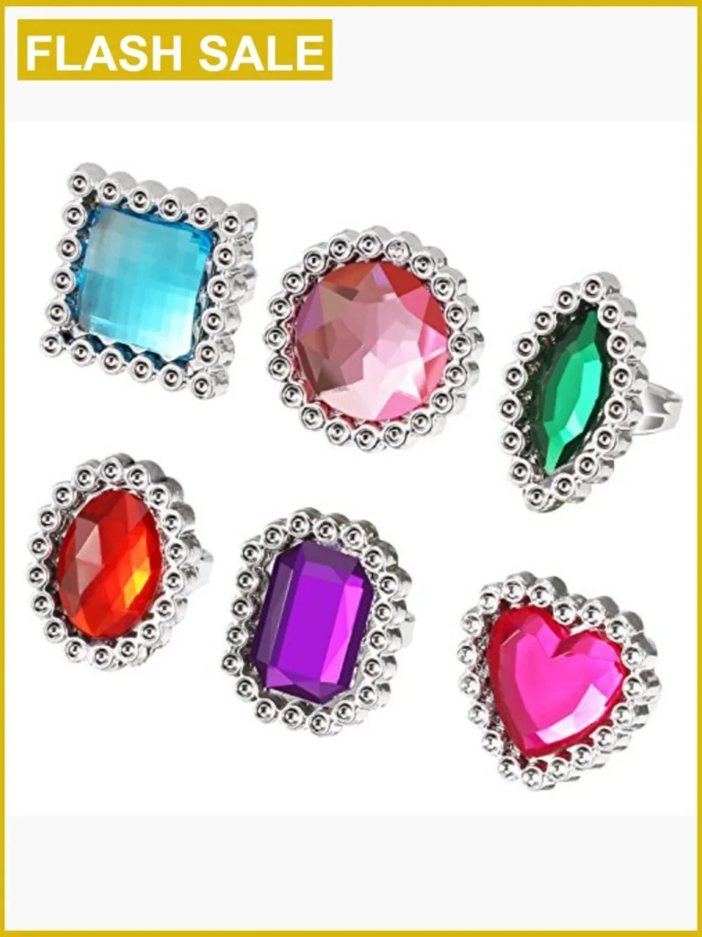 72 Pcs Adjustable Plastic Rings for Kids Dress Up